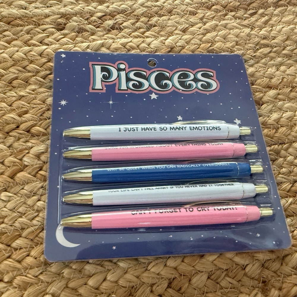 Pisces Zodiac Pen Set - Pink, Blue, White